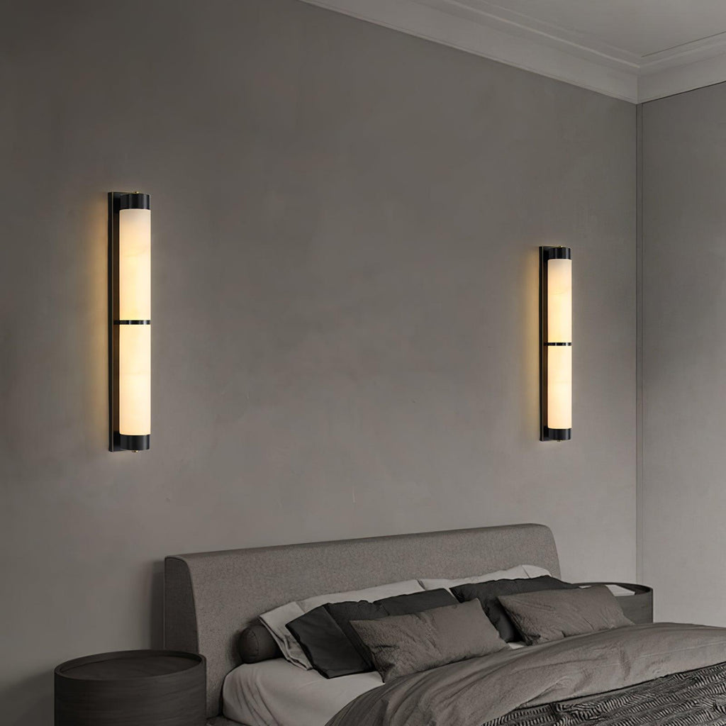Cylindra Alabaster Brass Wall Light, Hardwired Wall Sconce, detail 17
