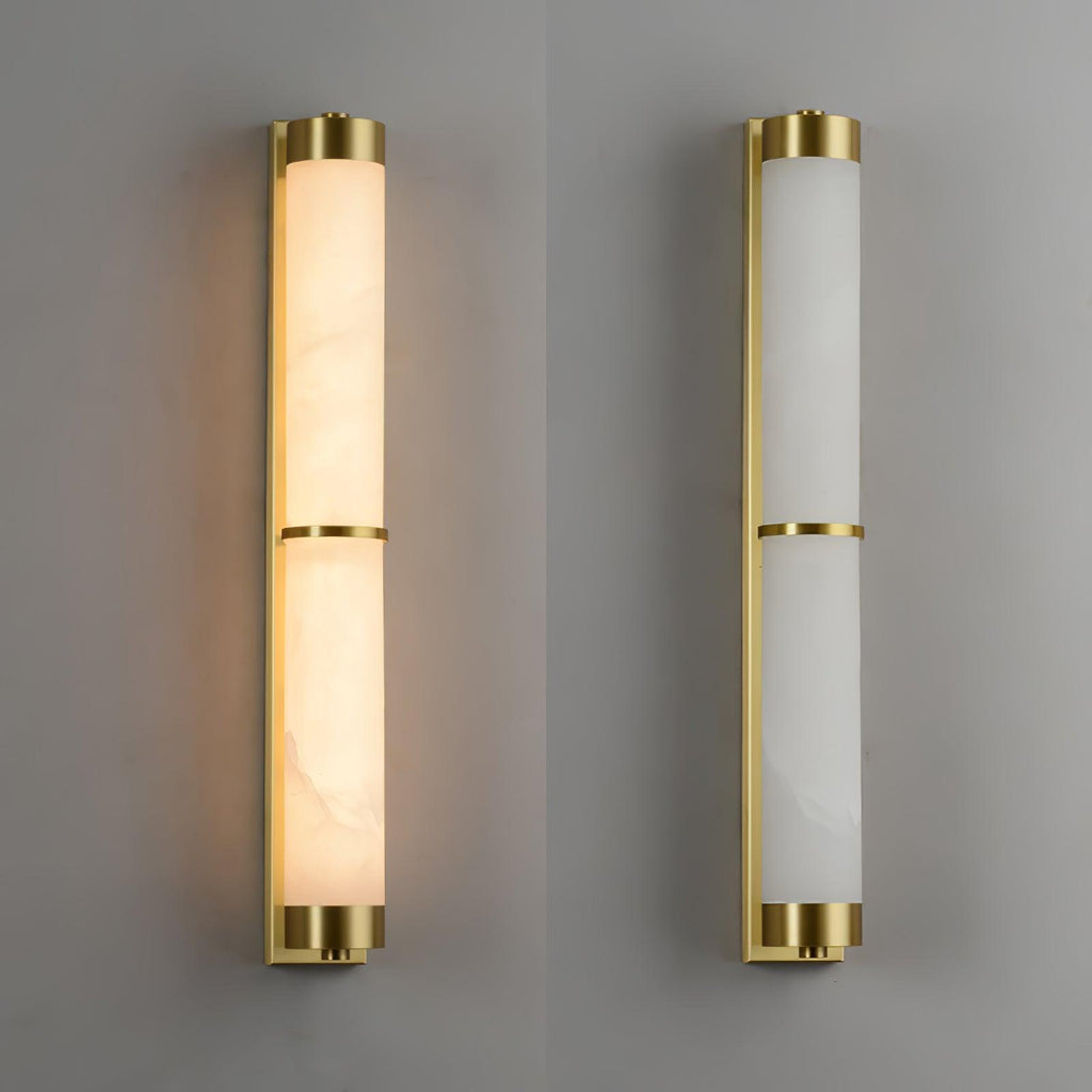 Cylindra Alabaster Brass Wall Light, Hardwired Wall Sconce, detail 19