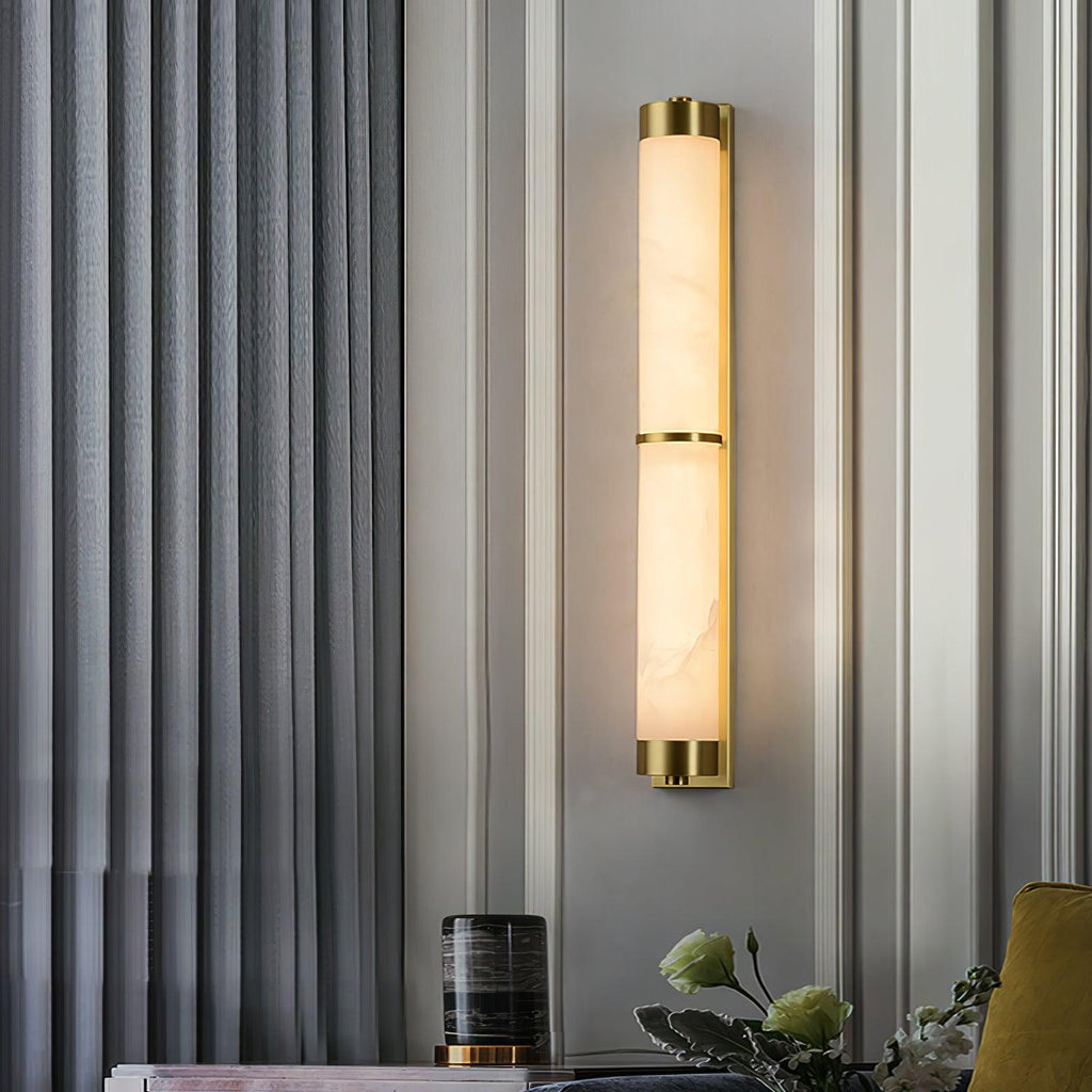 Cylindra Alabaster Brass Wall Light, Hardwired Wall Sconce, detail 8