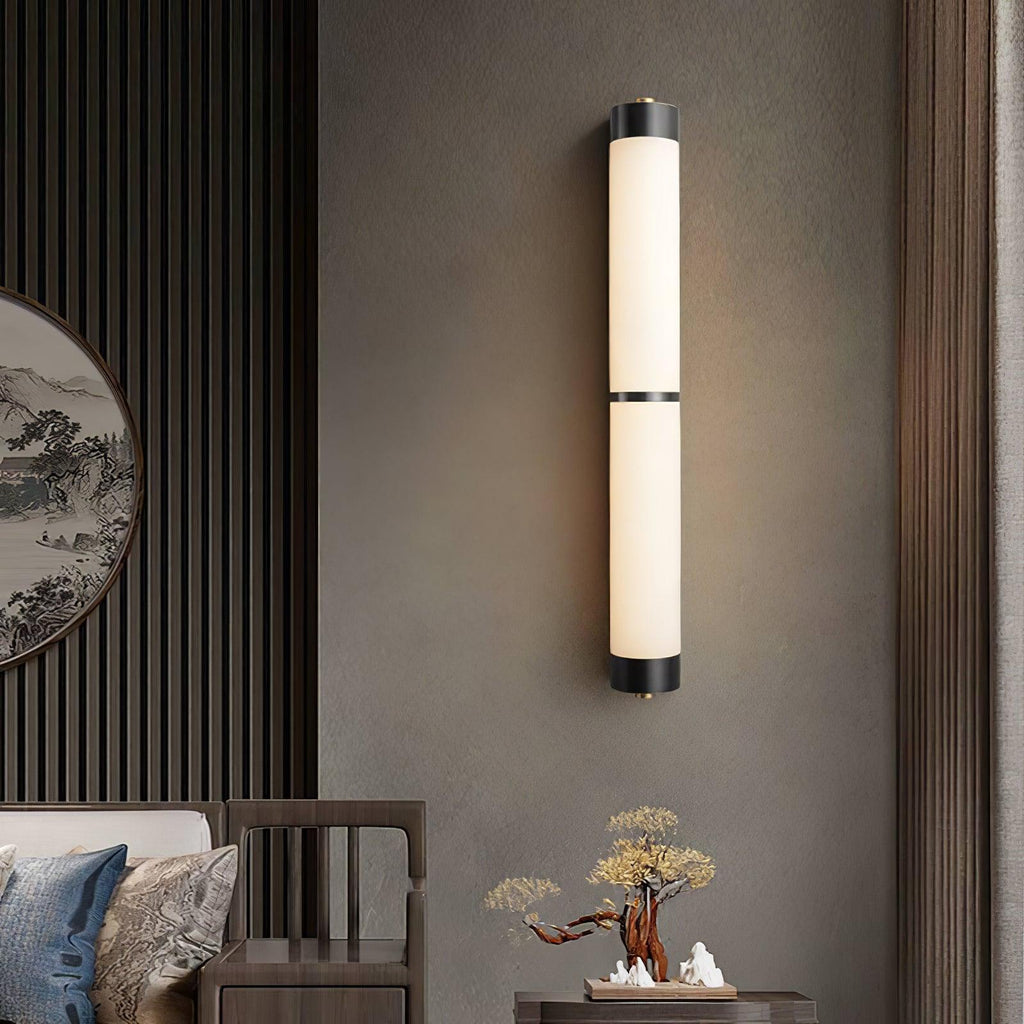 Cylindra Alabaster Brass Wall Light, Hardwired Wall Sconce, detail 4