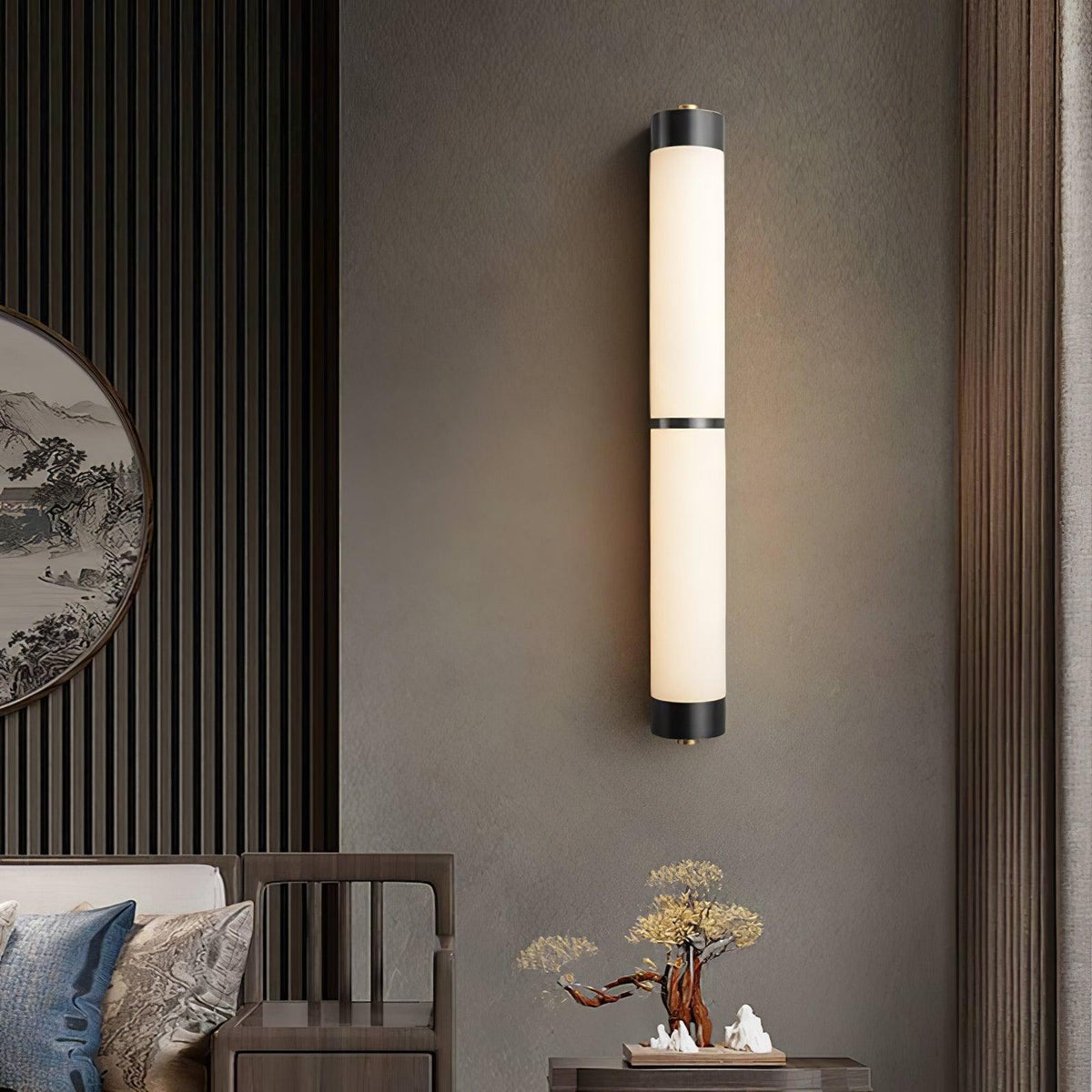 Cylindra Alabaster Brass Wall Light, Hardwired Wall Sconce, detail 4