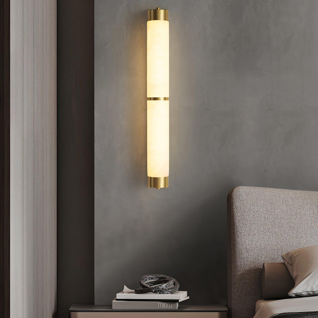 Cylindra Alabaster Brass Wall Light, Hardwired Wall Sconce, detail 12