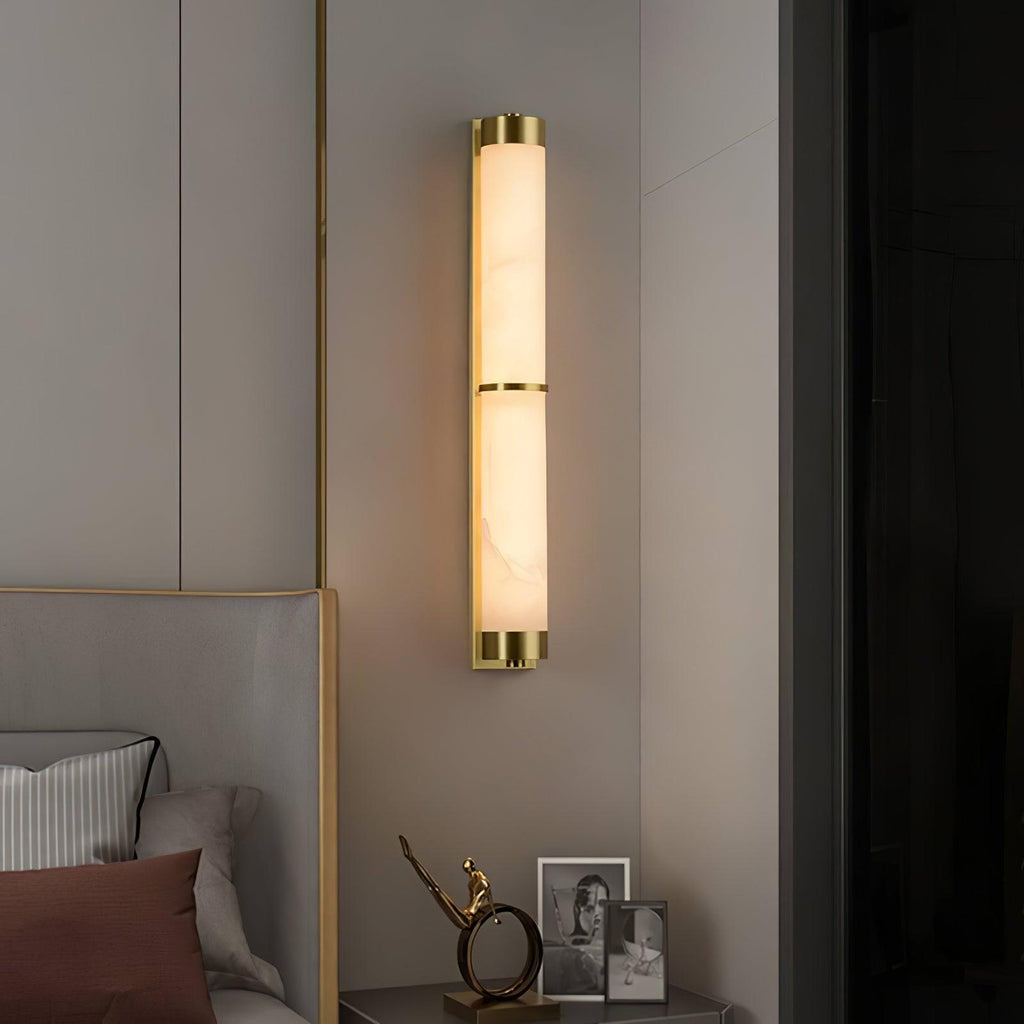Cylindra Alabaster Brass Wall Light, Hardwired Wall Sconce, detail 24