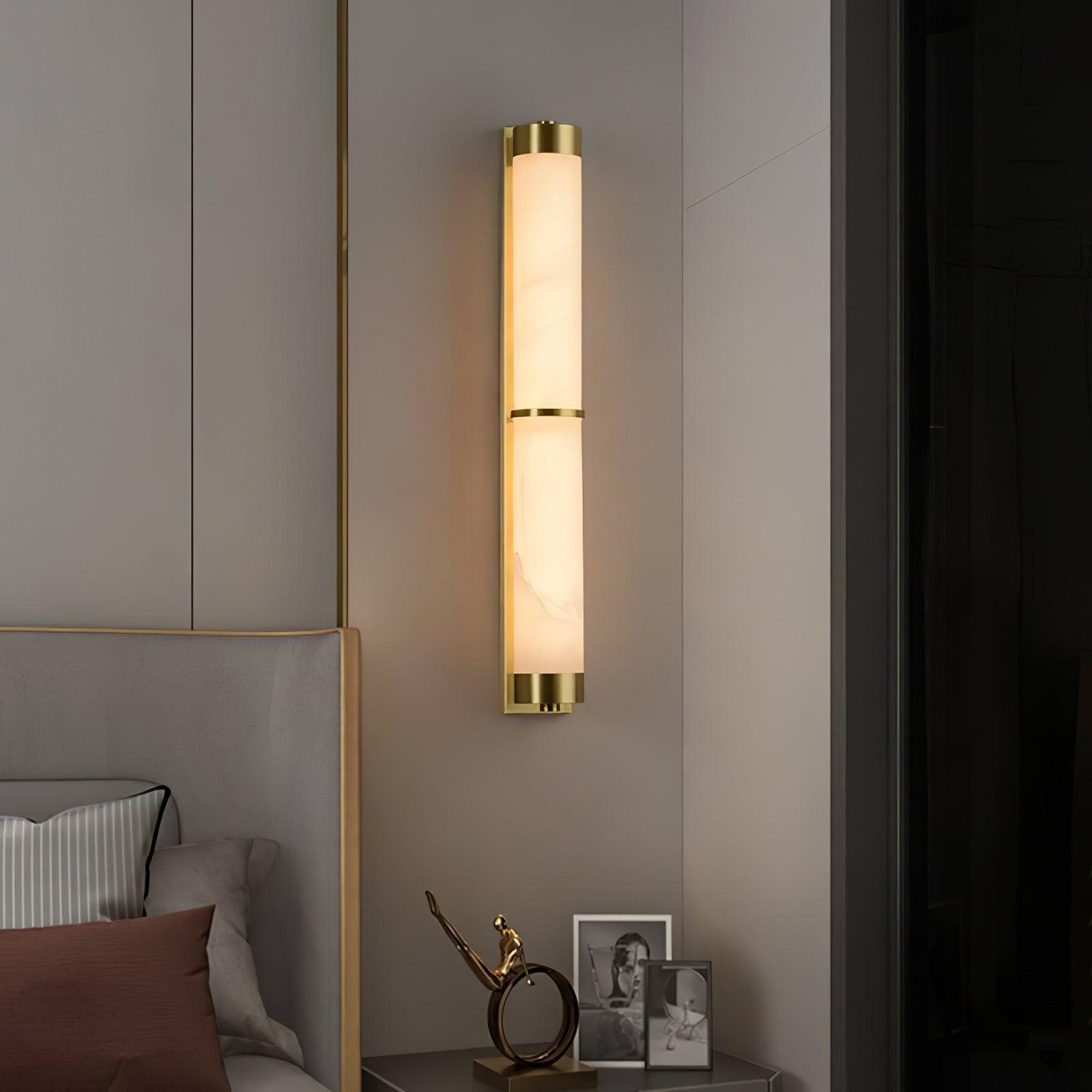 Cylindra Alabaster Brass Wall Light, Hardwired Wall Sconce, detail 24