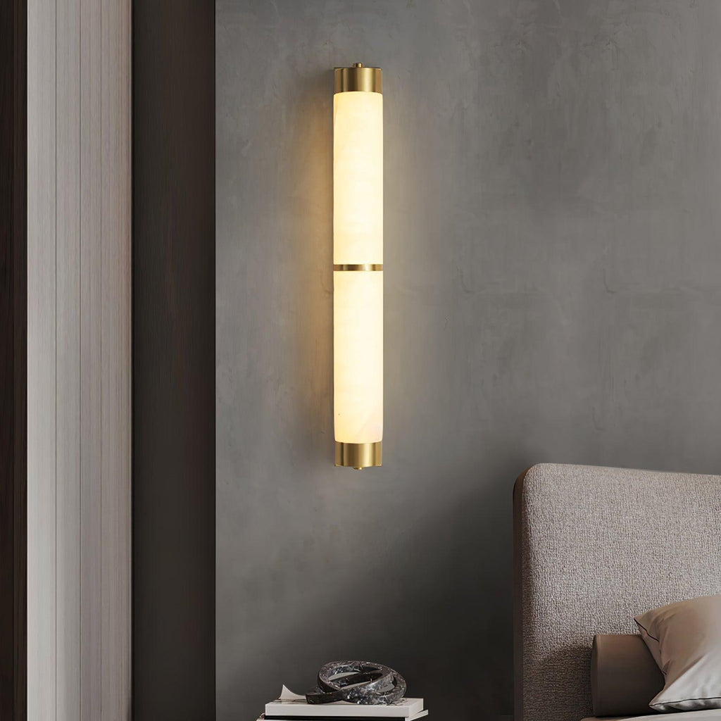 Cylindra Alabaster Brass Wall Light, Hardwired Wall Sconce, detail 25