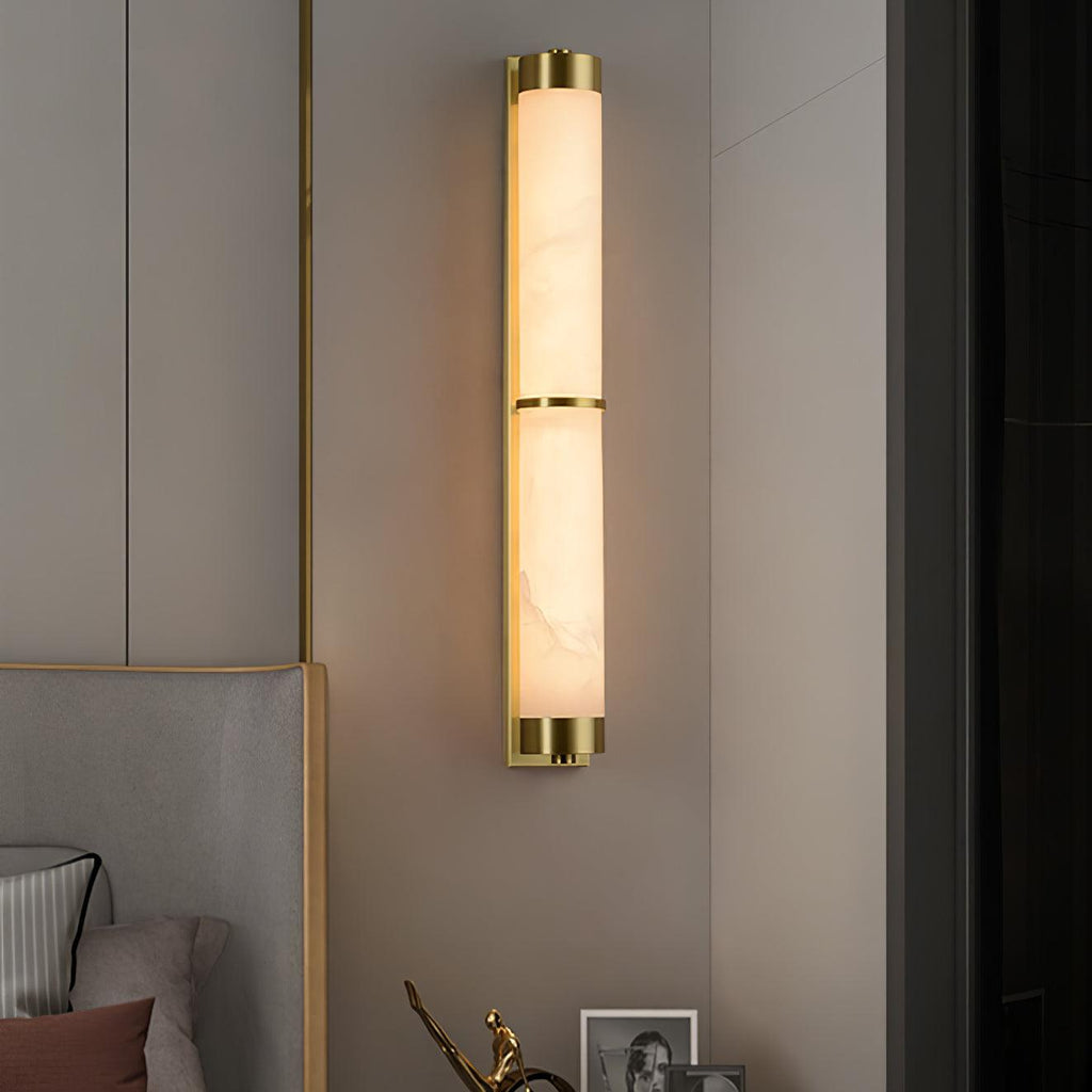 Cylindra Alabaster Brass Wall Light, Hardwired Wall Sconce, detail 11