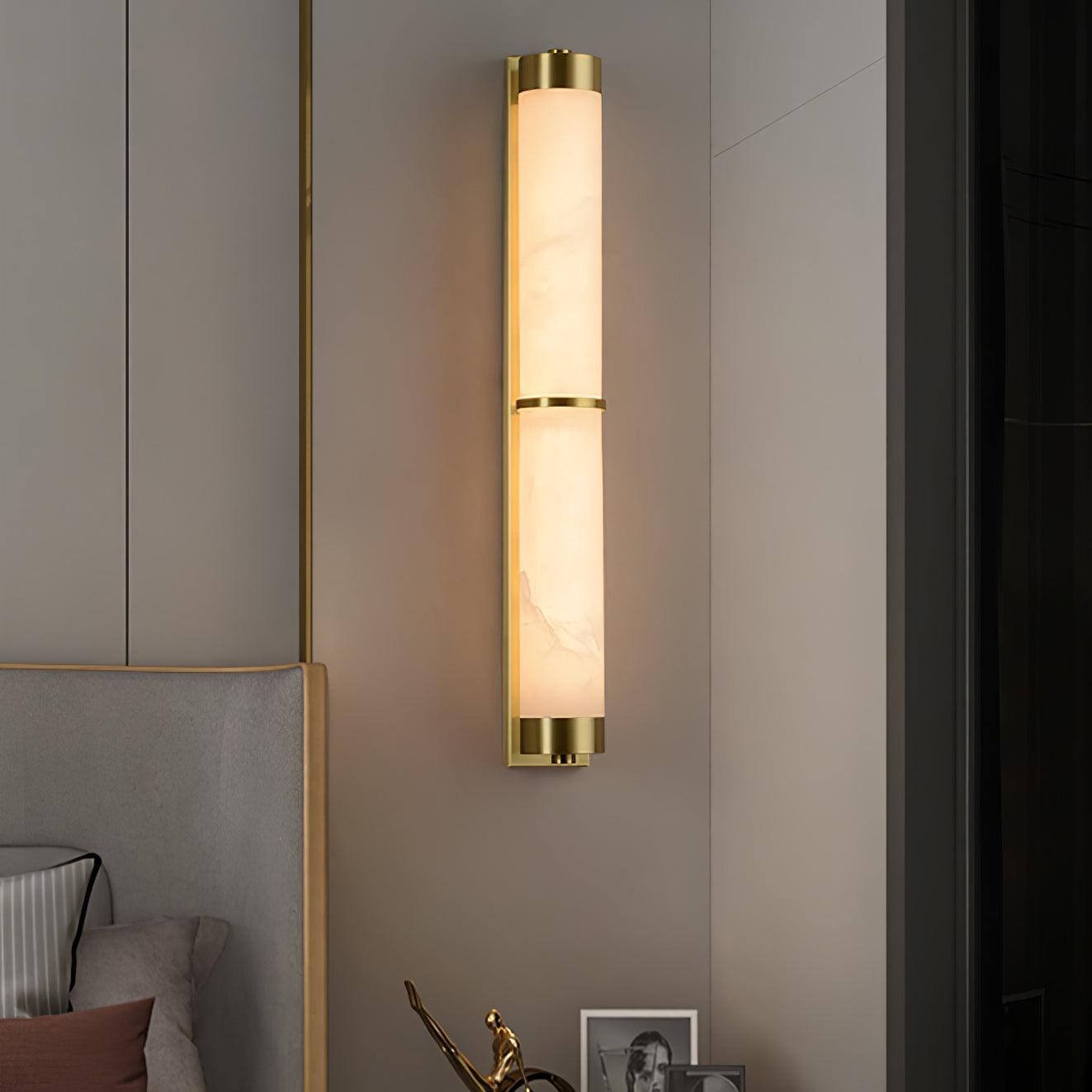 Cylindra Alabaster Brass Wall Light, Hardwired Wall Sconce, detail 11