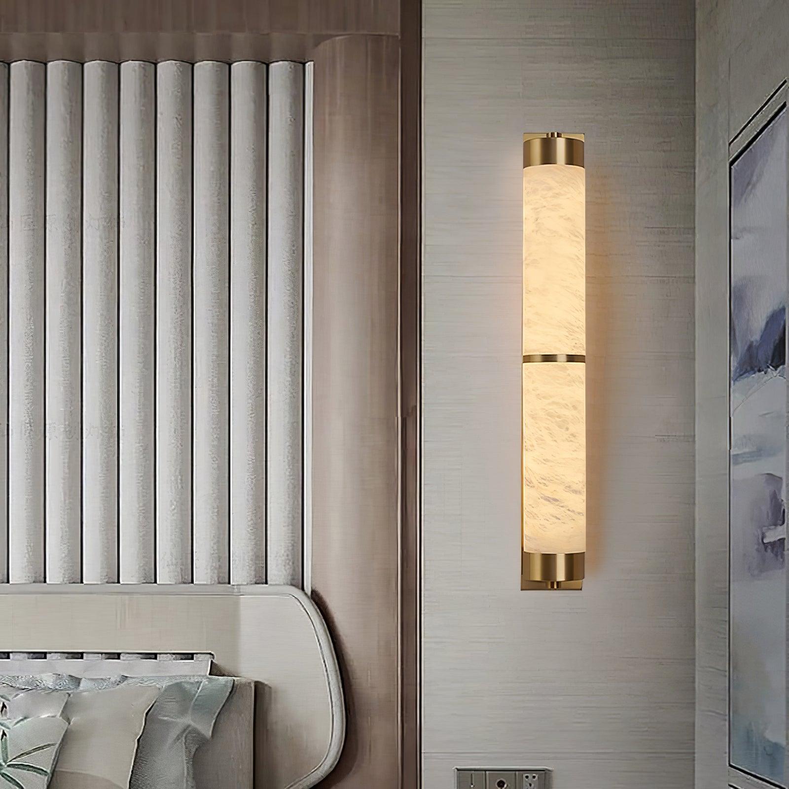 Cylindra Alabaster Brass Wall Light, Hardwired Wall Sconce, detail 9
