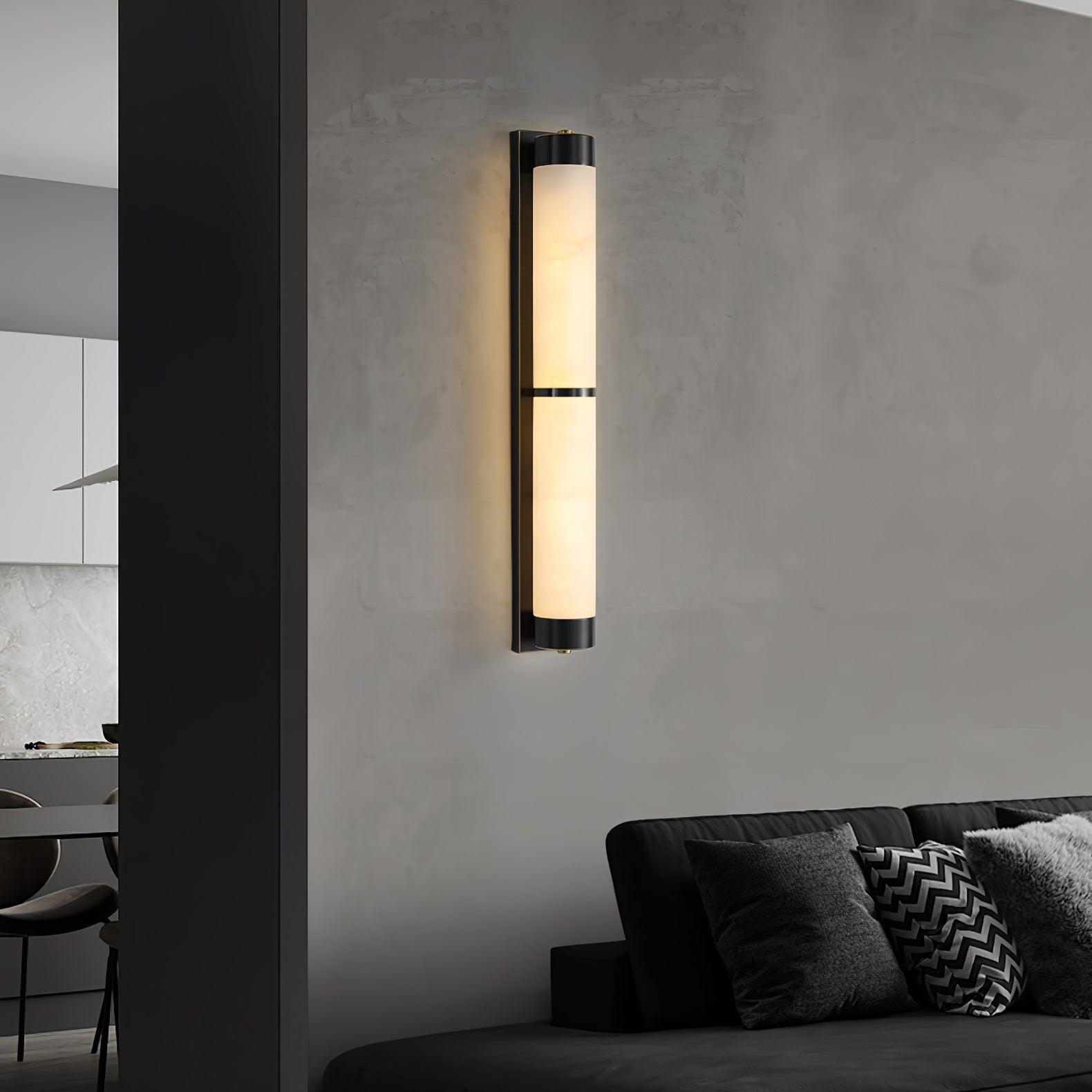 Cylindra Alabaster Brass Wall Light, Hardwired Wall Sconce, detail 5