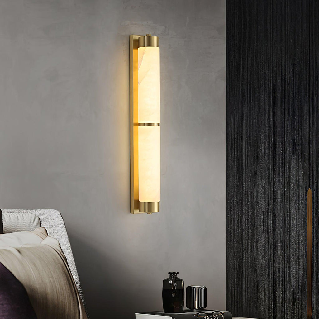 Cylindra Alabaster Brass Wall Light, Hardwired Wall Sconce, detail 7