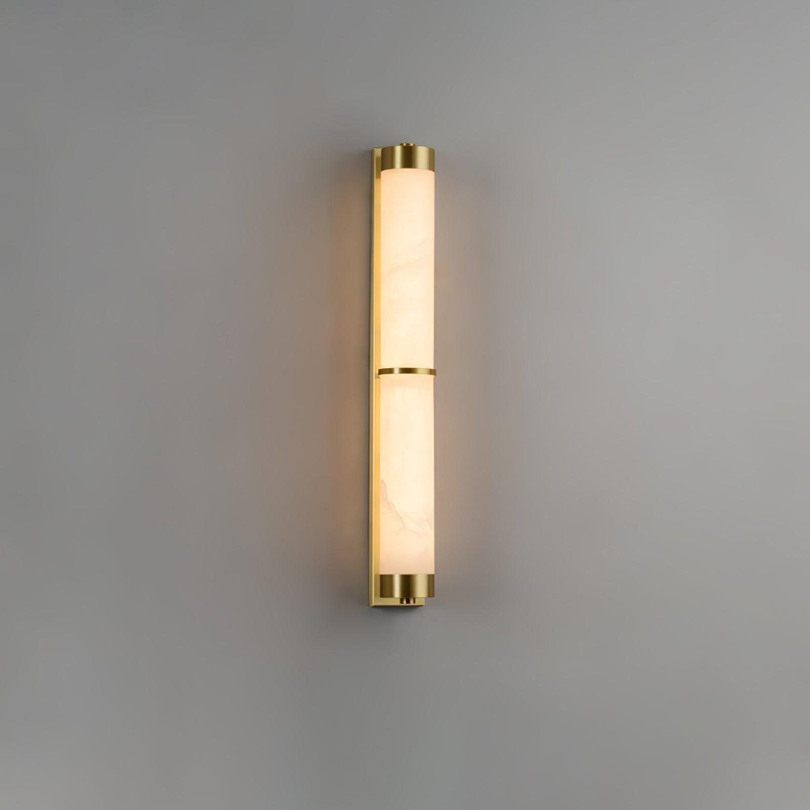 Cylindra Alabaster Brass Wall Light, Hardwired Wall Sconce, Model A: ∅ 8cm x H 60cm