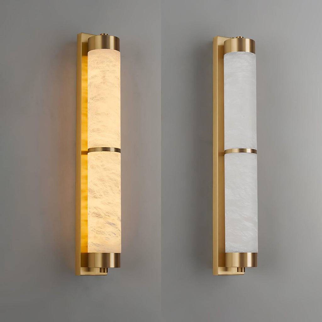 Cylindra Alabaster Brass Wall Light, Hardwired Wall Sconce, detail 22