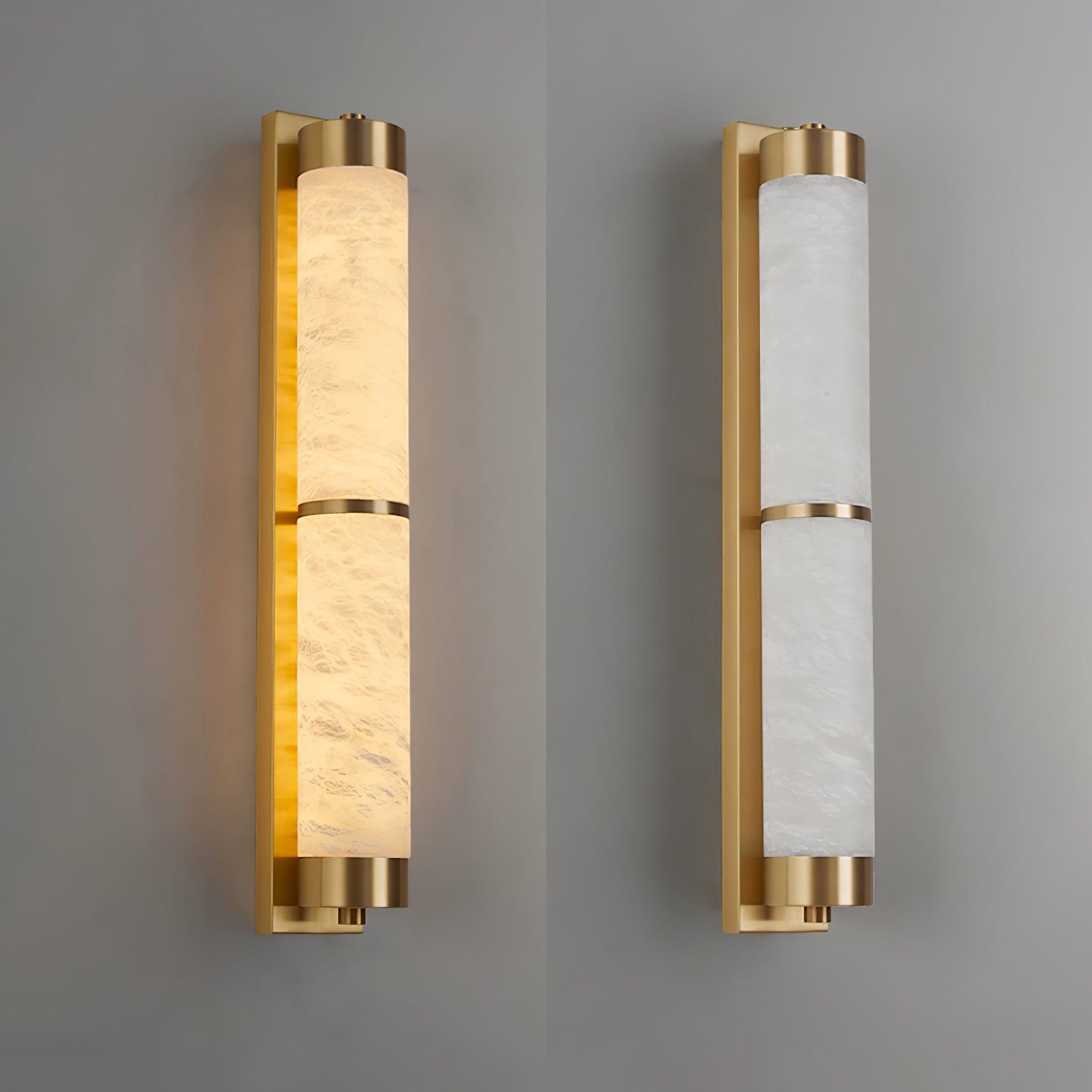 Cylindra Alabaster Brass Wall Light, Hardwired Wall Sconce, detail 22