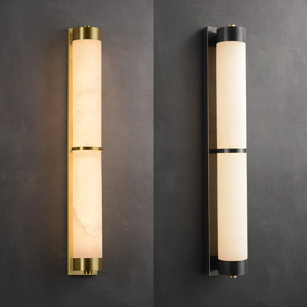 Cylindra Alabaster Brass Wall Light, Hardwired Wall Sconce, detail 23