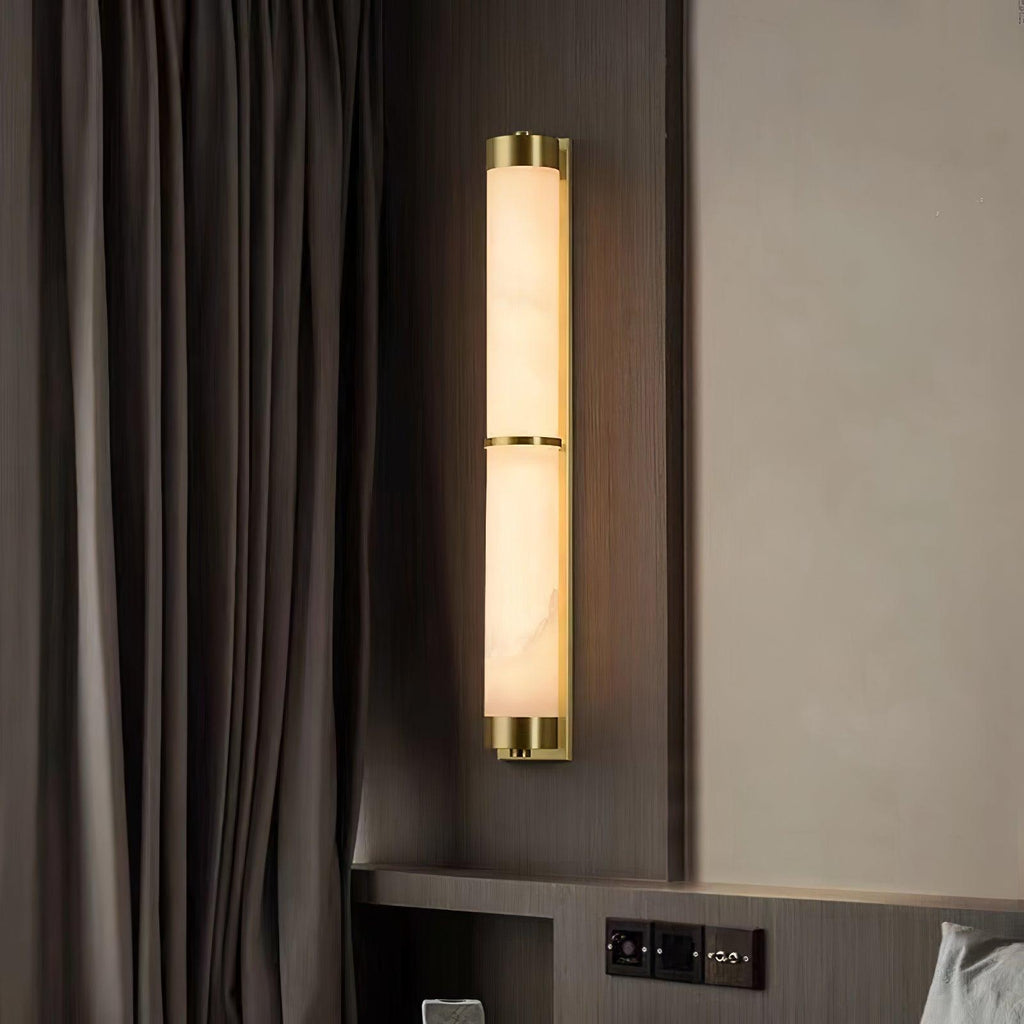 Cylindra Alabaster Brass Wall Light, Hardwired Wall Sconce, detail 10