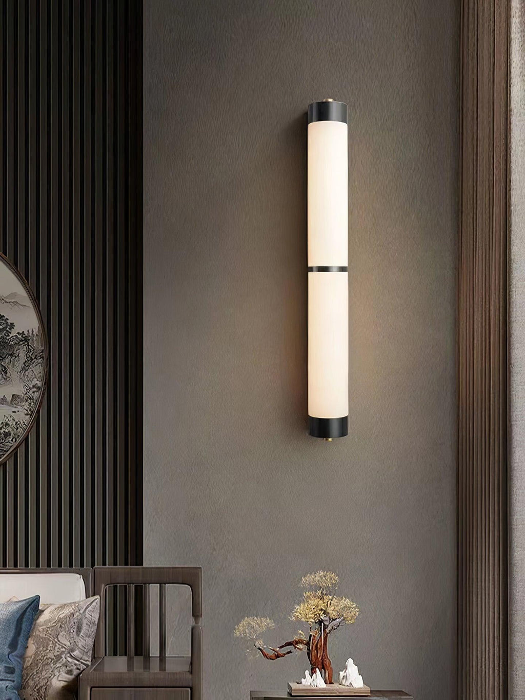 Cylindra Alabaster Brass Wall Light, Hardwired Wall Sconce, detail 14
