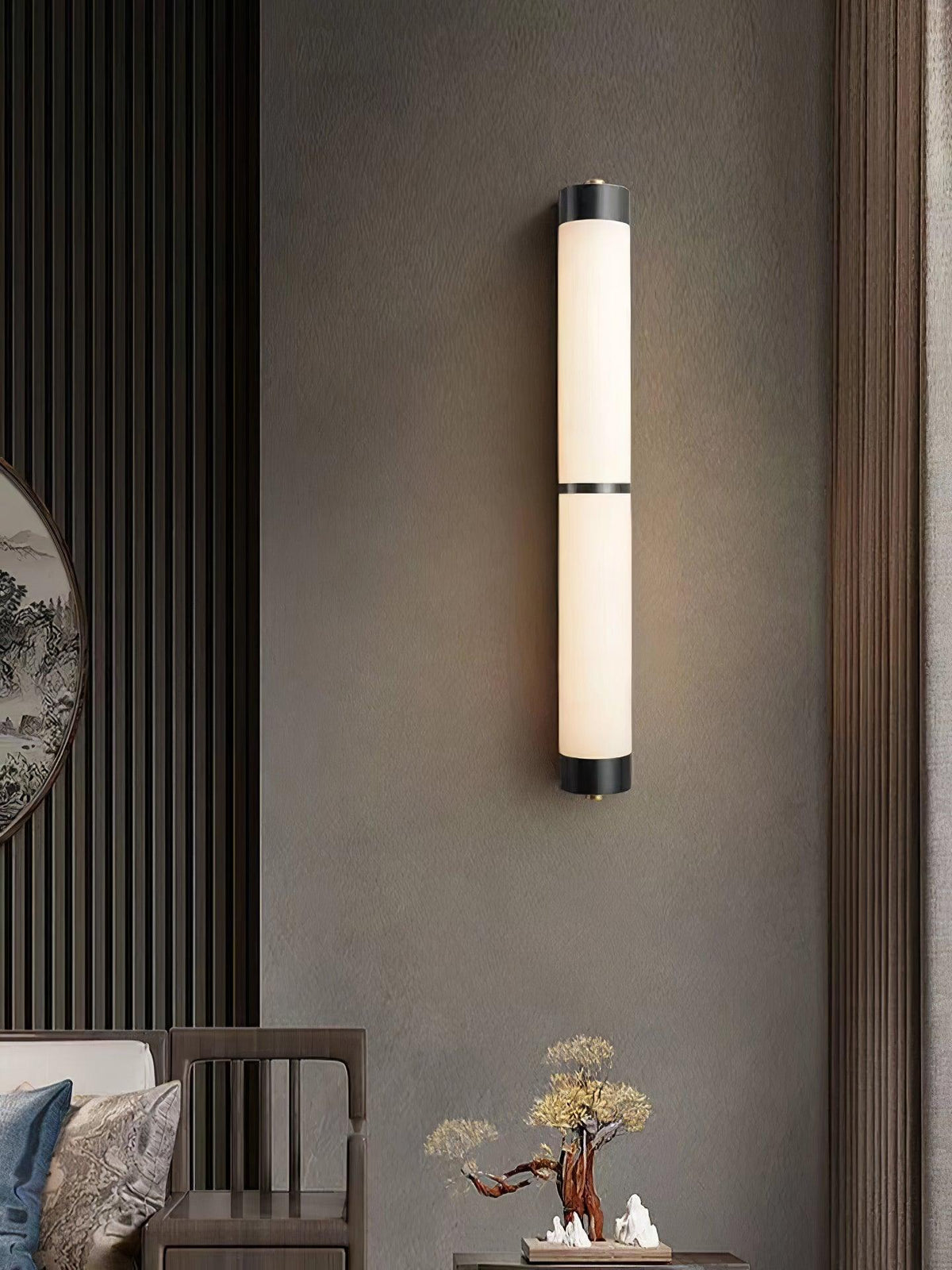 Cylindra Alabaster Brass Wall Light, Hardwired Wall Sconce, detail 14