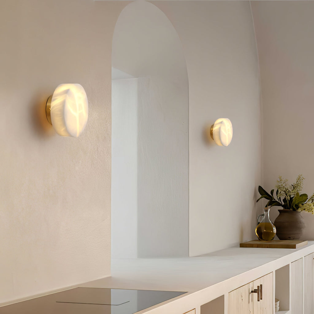 Cylindrical Alabaster Wall Light, Hardwired Wall Sconce, detail 16