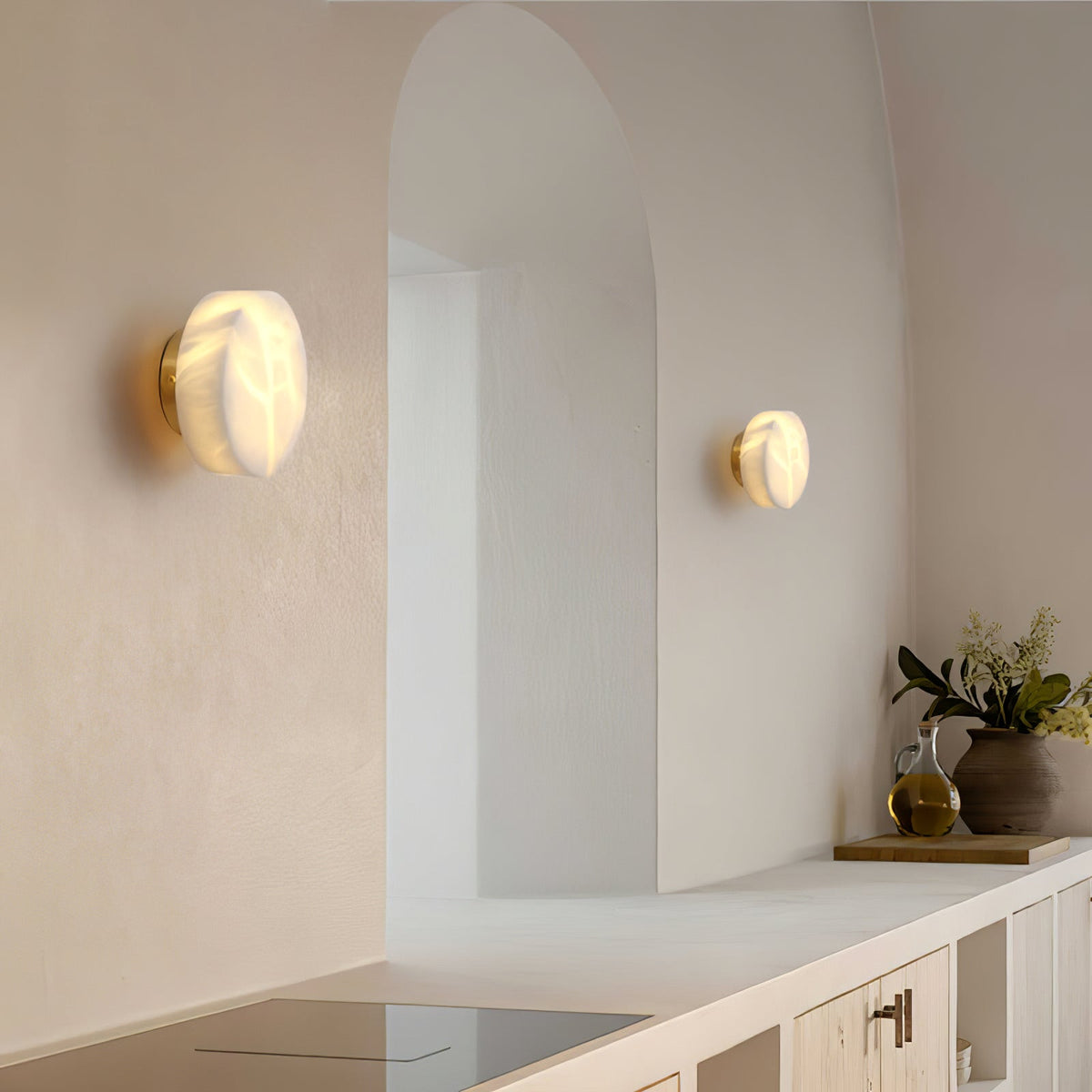 Cylindrical Alabaster Wall Light, Hardwired Wall Sconce, detail 16