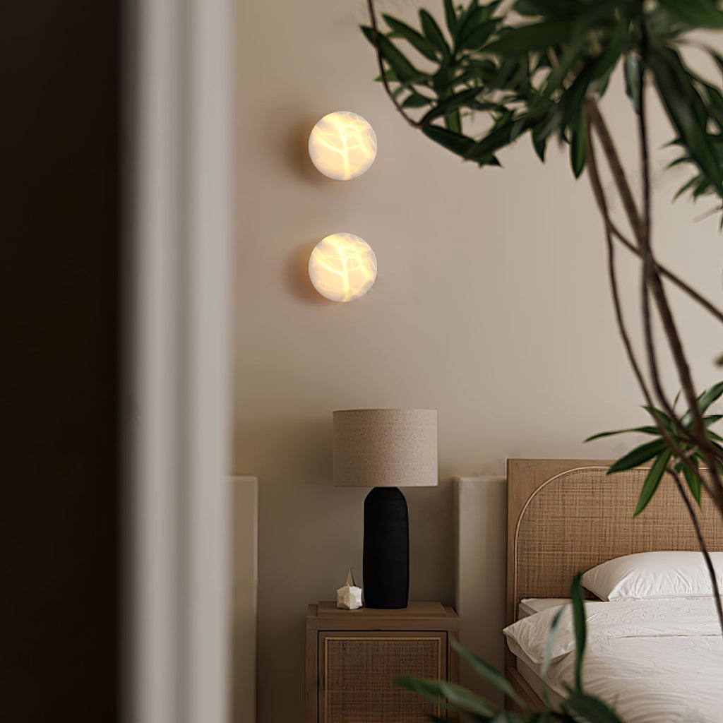 Cylindrical Alabaster Wall Light, Hardwired Wall Sconce, detail 11