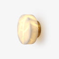Cylindrical Alabaster Wall Light, Hardwired Wall Sconce, Brass, Dia 15cm x H 7cm