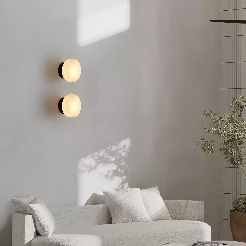 Cylindrical Alabaster Wall Light, Hardwired Wall Sconce, detail 21