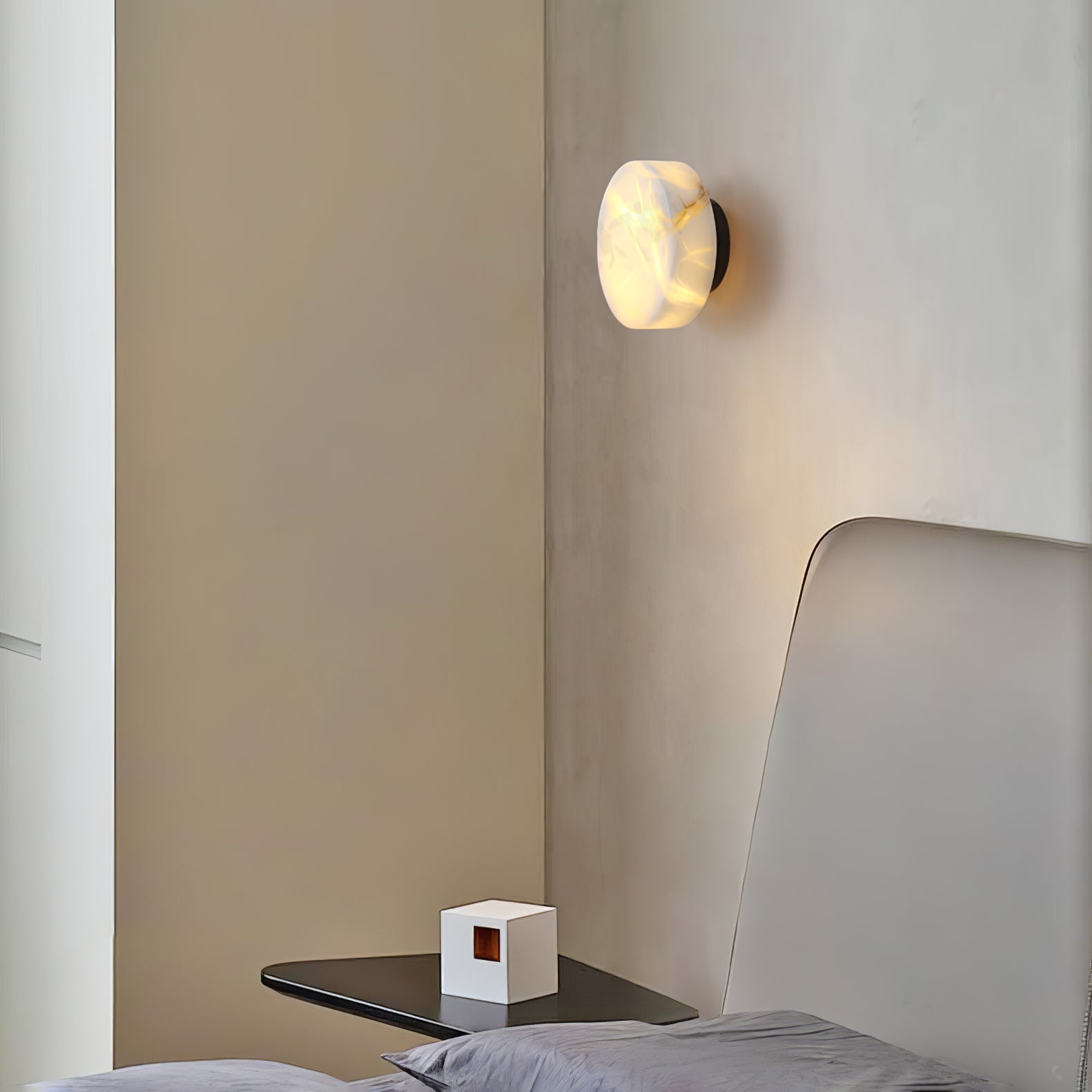 Cylindrical Alabaster Wall Light, Hardwired Wall Sconce, detail 12