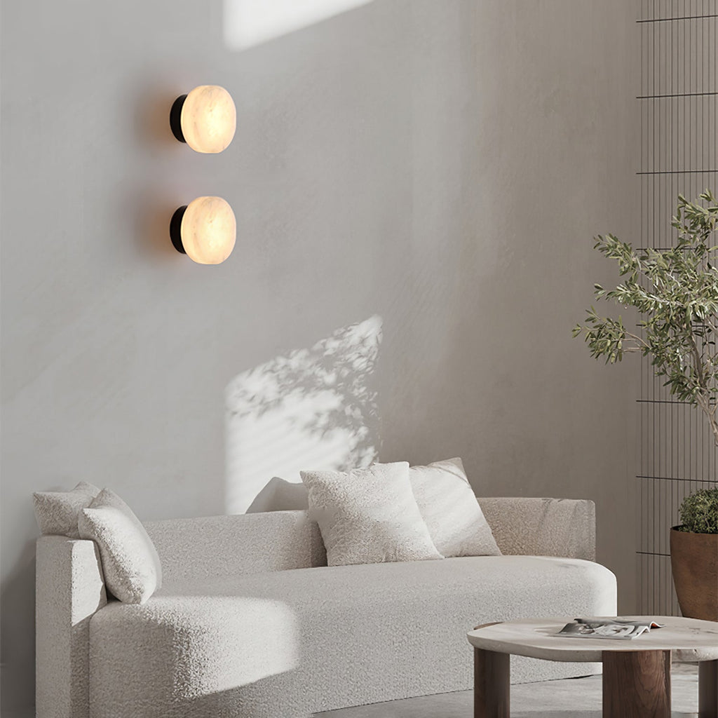 Cylindrical Alabaster Wall Light, Hardwired Wall Sconce, detail 13