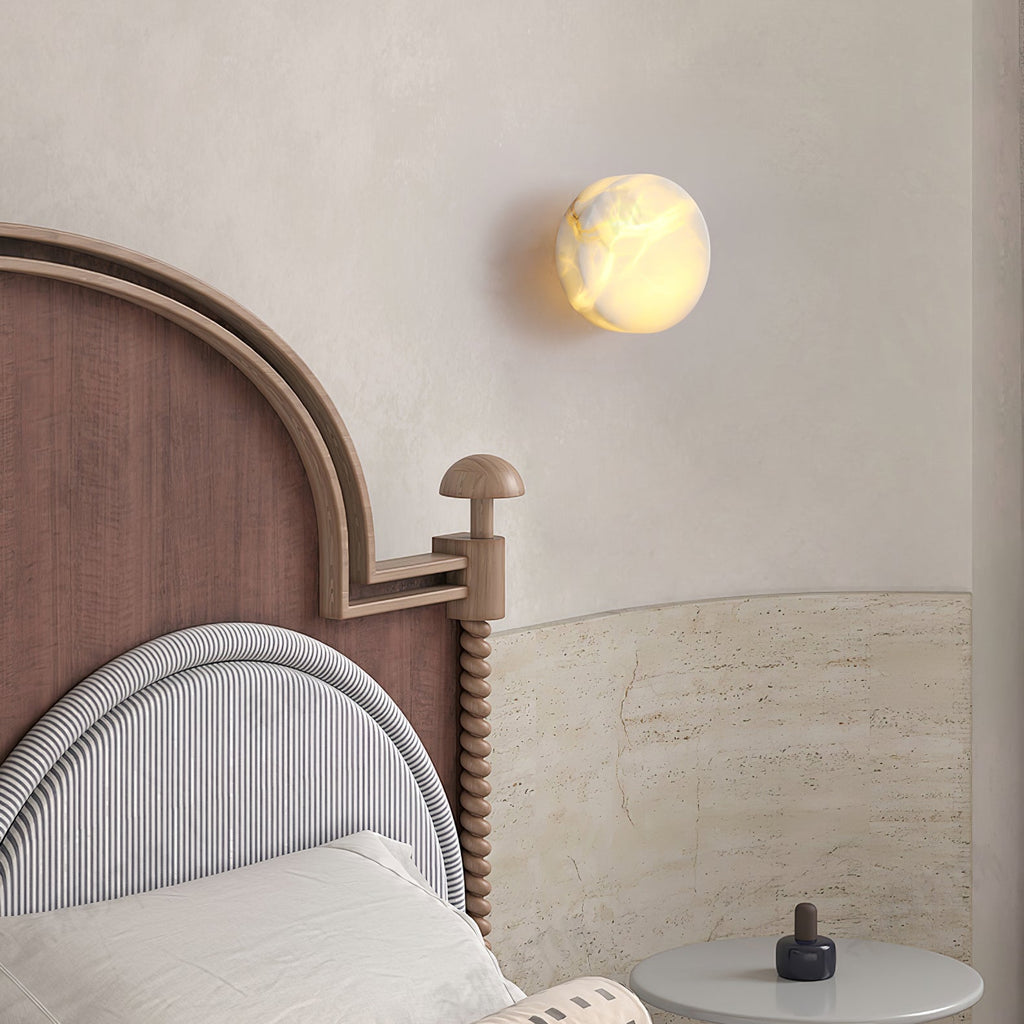 Cylindrical Alabaster Wall Light, Hardwired Wall Sconce, detail 10