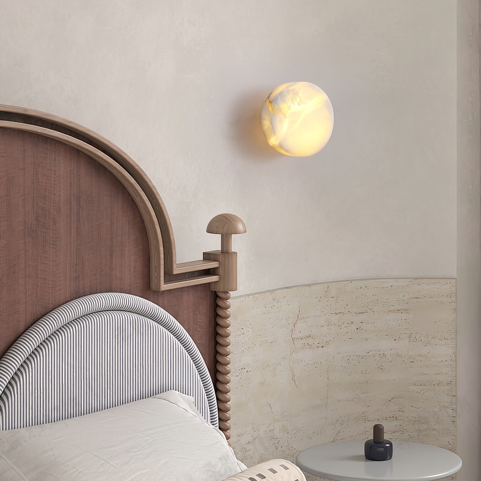Cylindrical Alabaster Wall Light, Hardwired Wall Sconce, detail 10