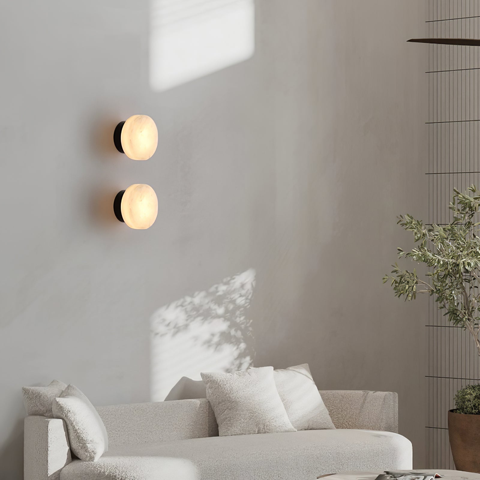 Cylindrical Alabaster Wall Light, Hardwired Wall Sconce, detail 14