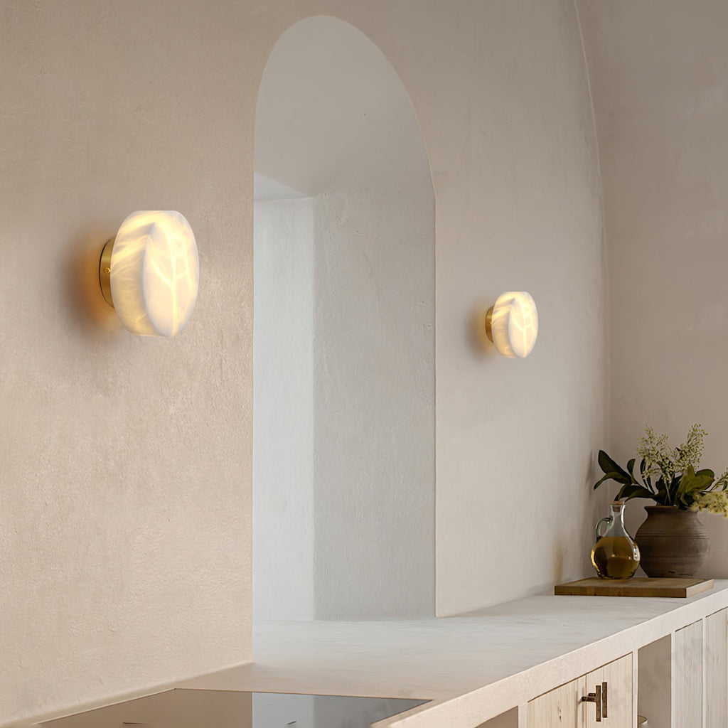 Cylindrical Alabaster Wall Light, Hardwired Wall Sconce, detail 9