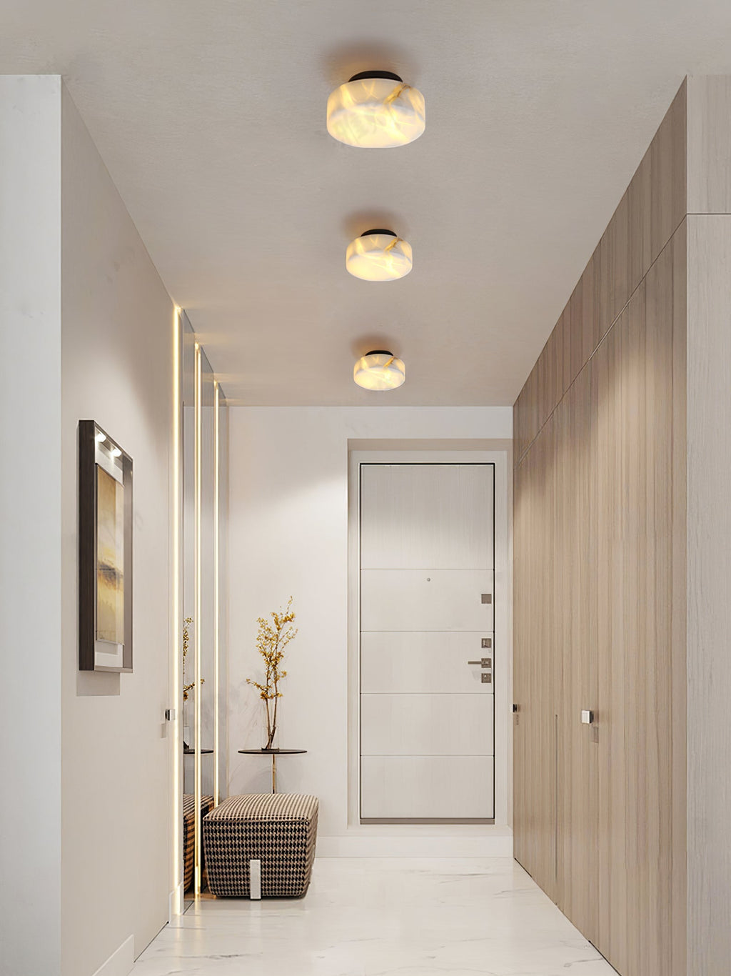 Cylindrical Alabaster Wall Light, Hardwired Wall Sconce, detail 15