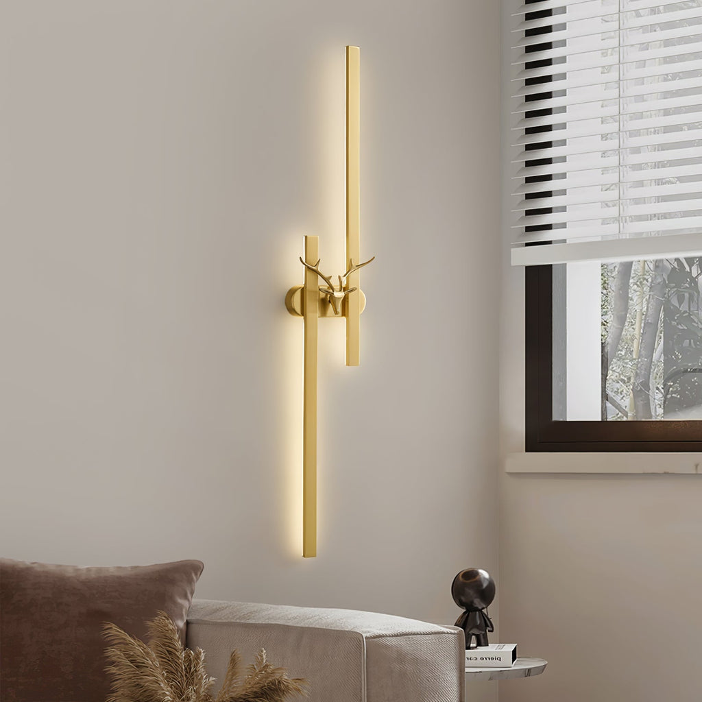 Deer Brass Wall Light, Hardwired Wall Sconce, detail 3