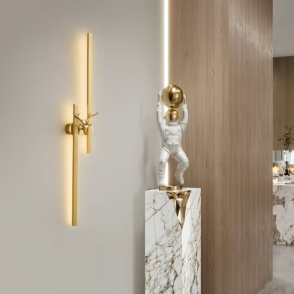 Deer Brass Wall Light, Hardwired Wall Sconce, detail 9