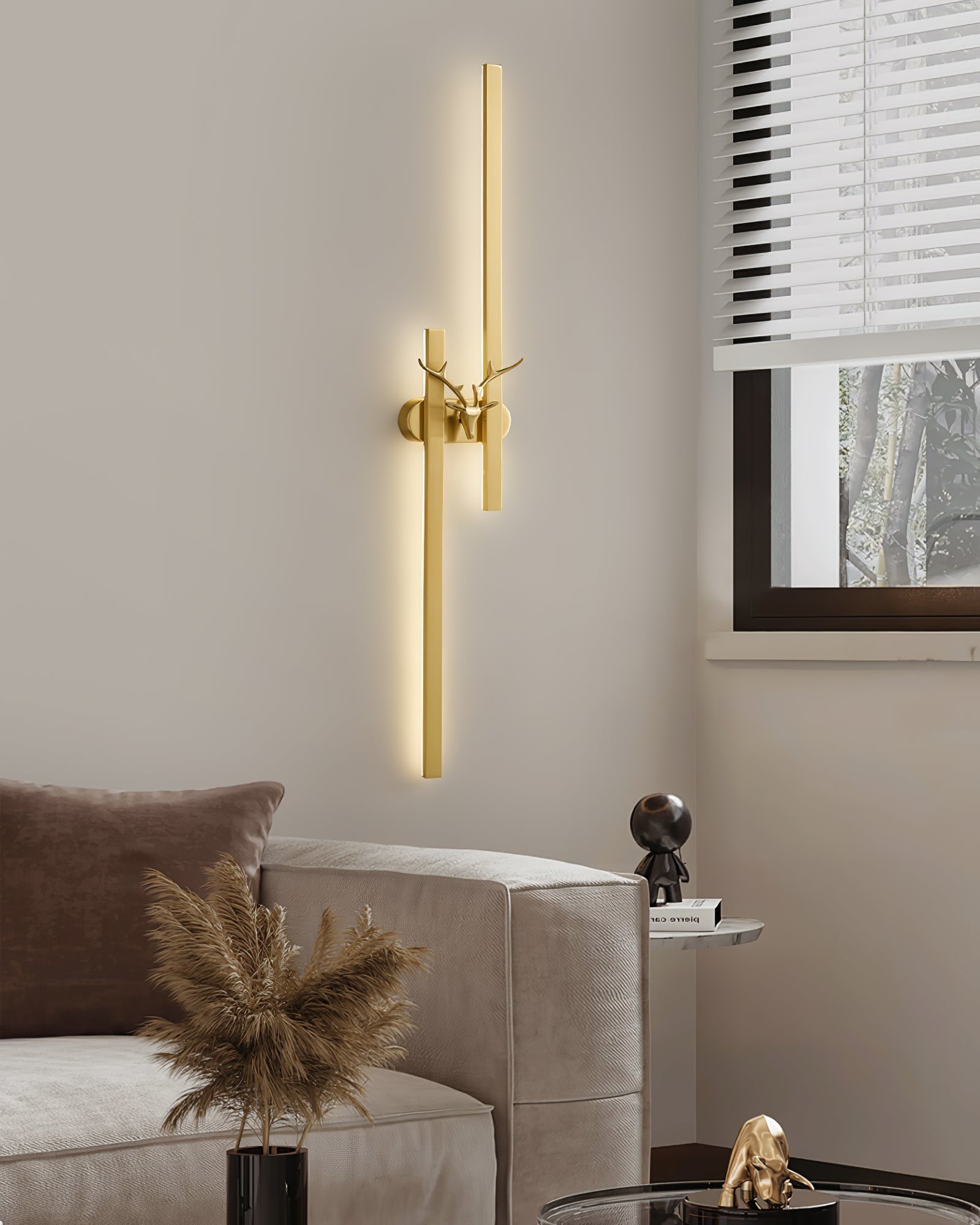 Deer Brass Wall Light, Hardwired Wall Sconce, detail 11
