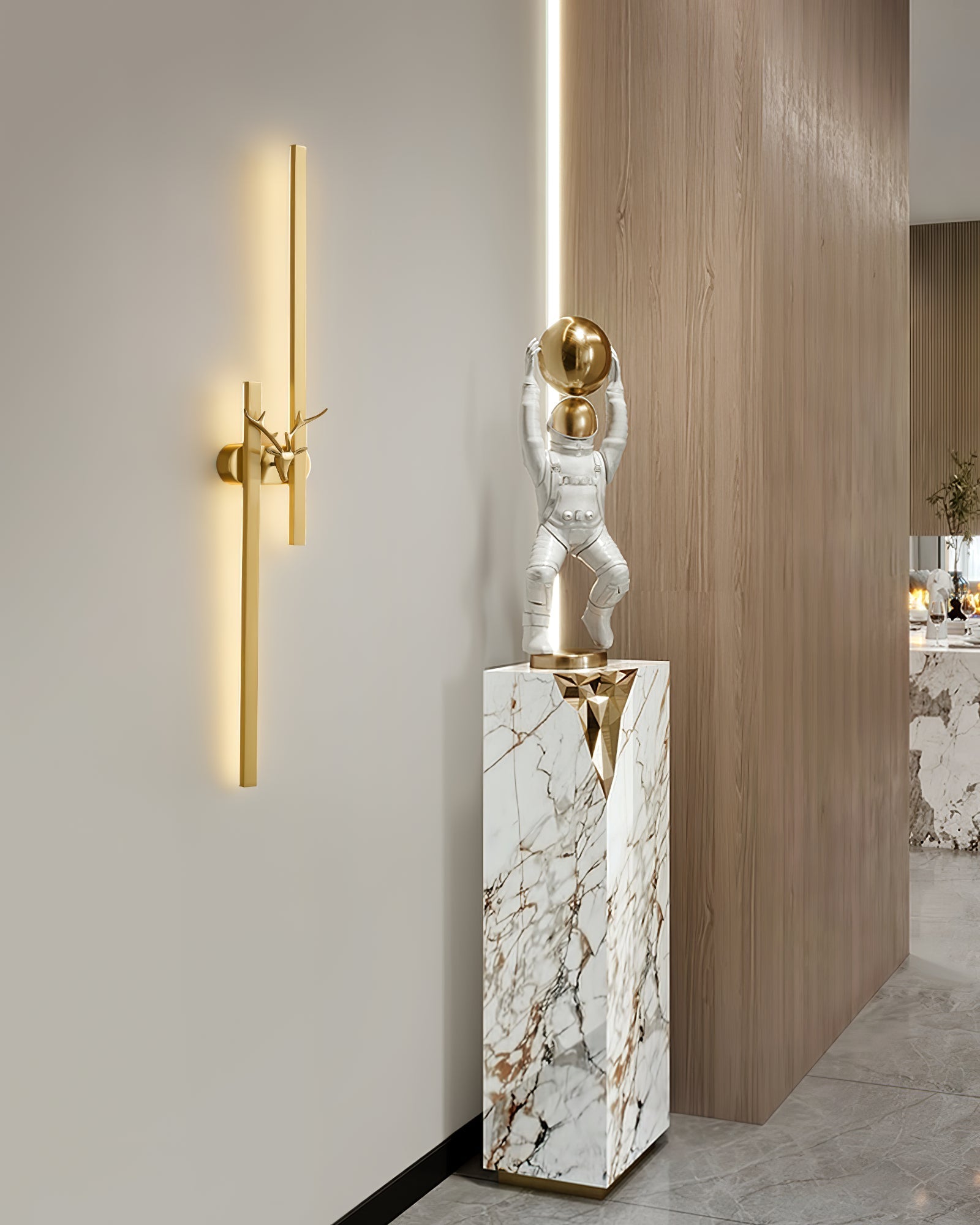 Deer Brass Wall Light, Hardwired Wall Sconce, detail 18