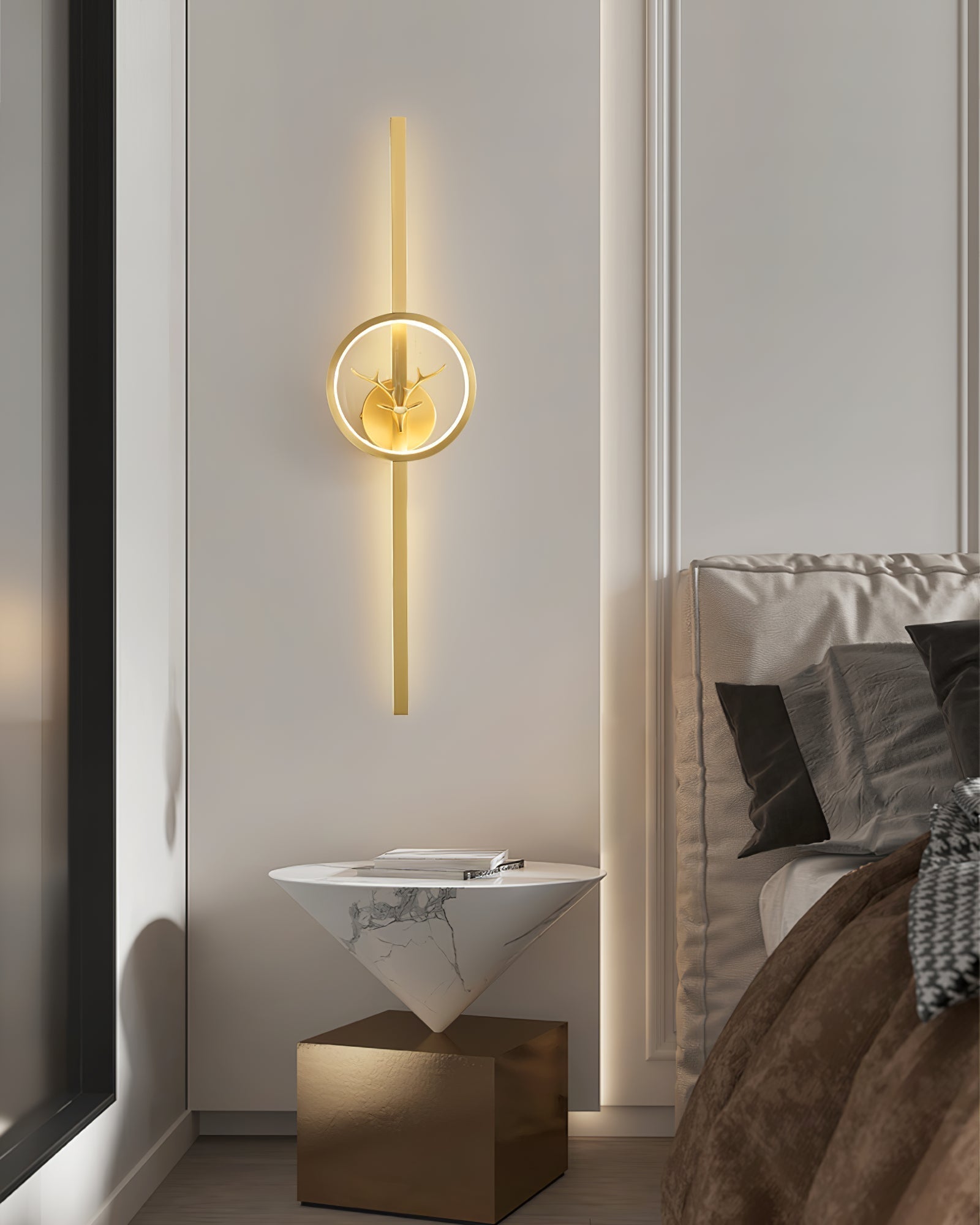 Deer Brass Wall Light, Hardwired Wall Sconce, detail 7