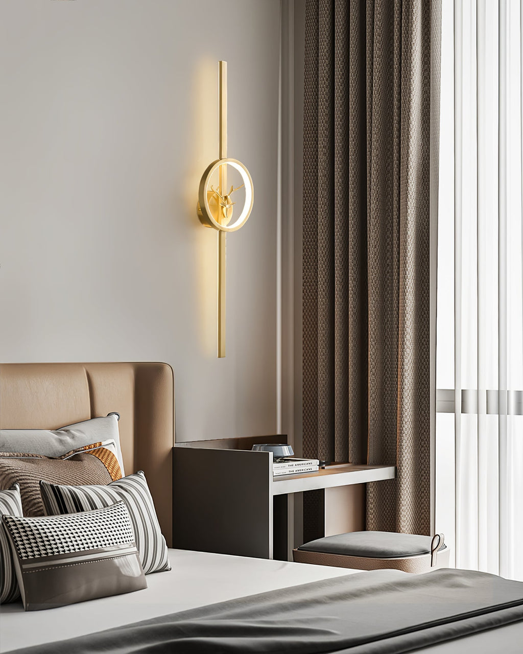 Deer Brass Wall Light, Hardwired Wall Sconce, detail 15