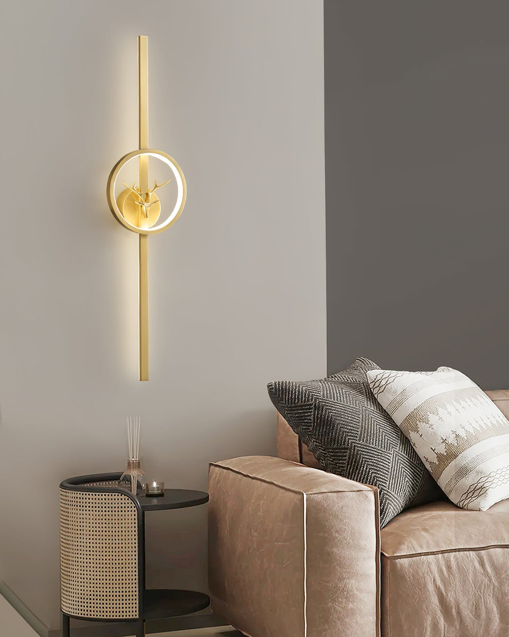 Deer Brass Wall Light, Hardwired Wall Sconce, detail 14
