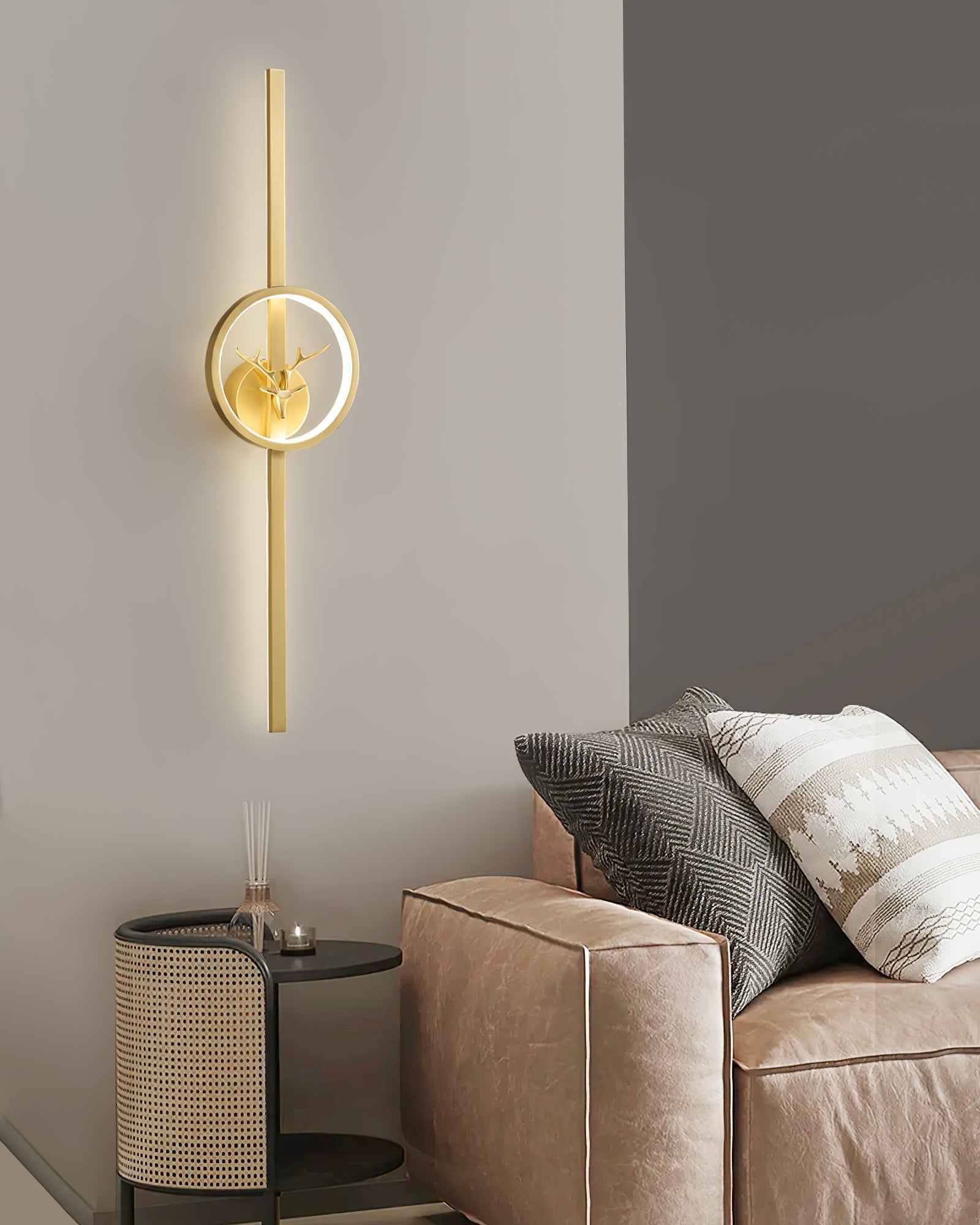 Deer Brass Wall Light, Hardwired Wall Sconce, detail 14