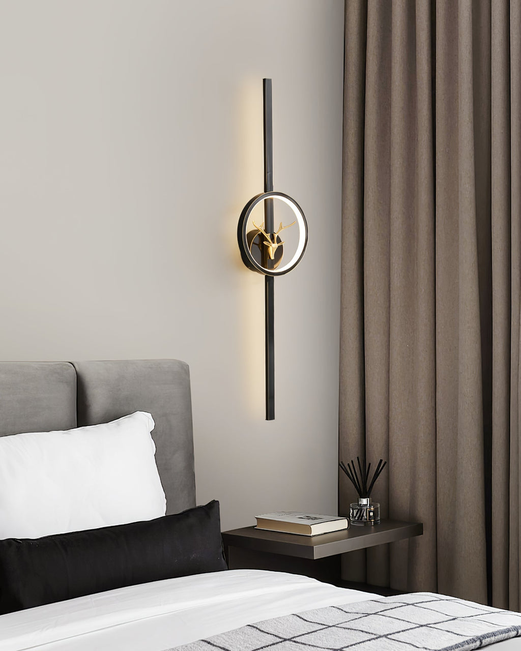 Deer Brass Wall Light, Hardwired Wall Sconce, detail 17