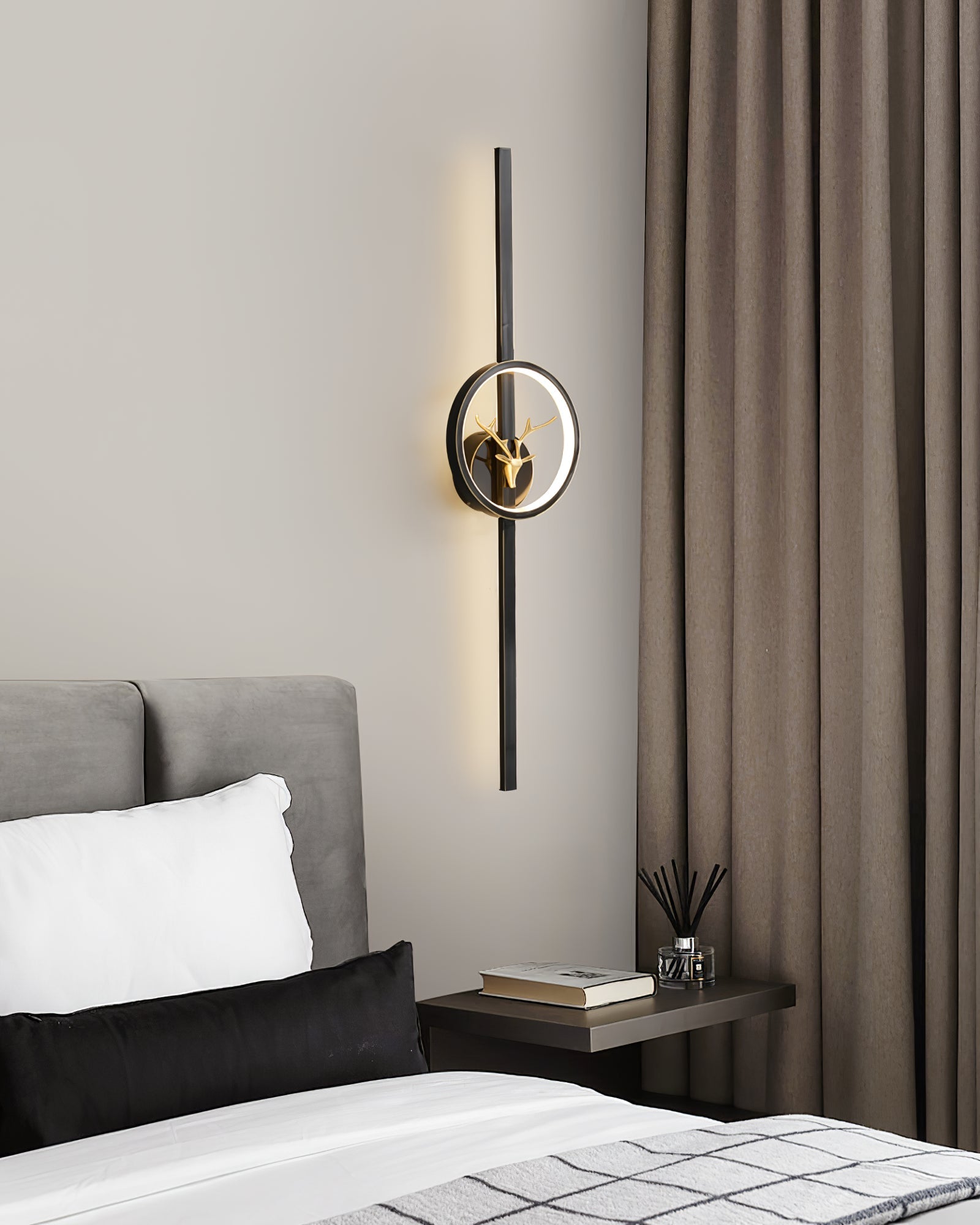 Deer Brass Wall Light, Hardwired Wall Sconce, detail 17