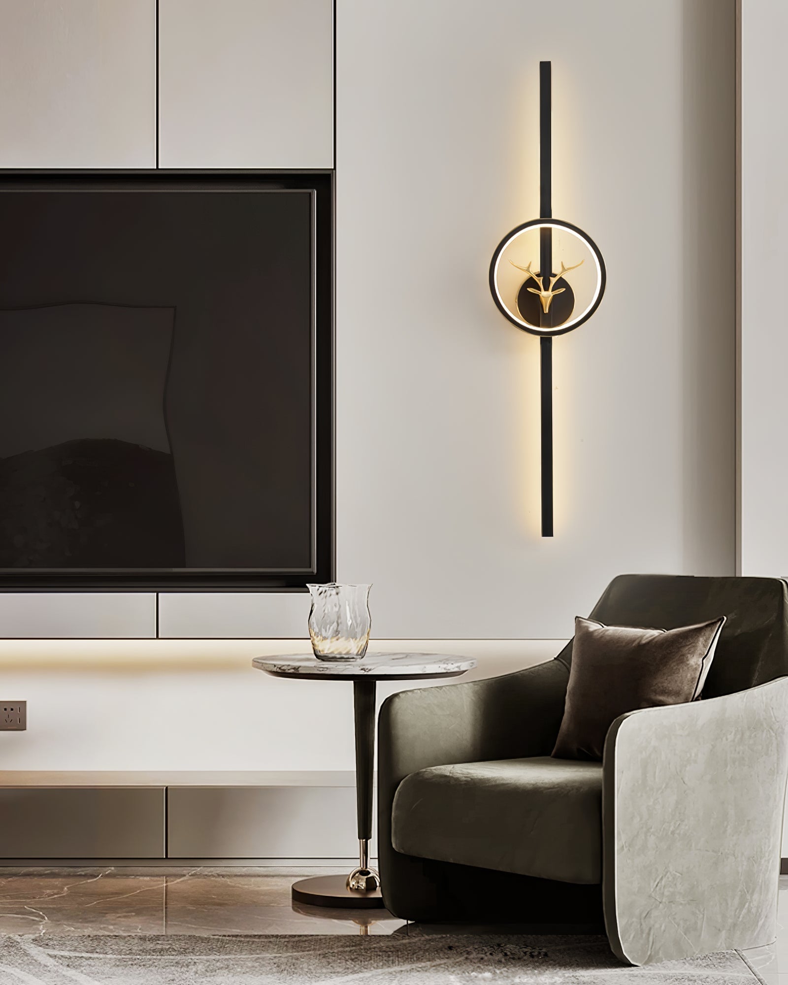 Deer Brass Wall Light, Hardwired Wall Sconce, detail 16