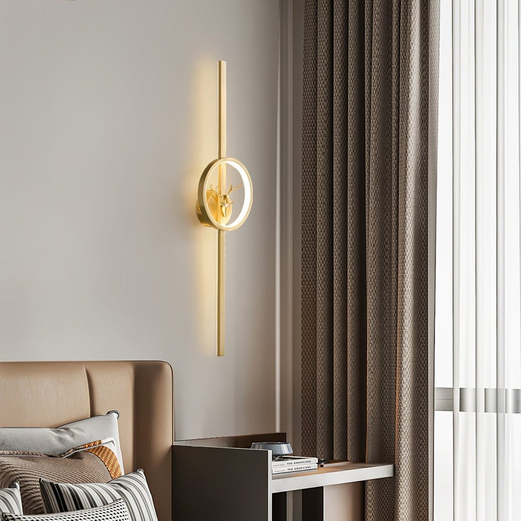 Deer Brass Wall Light, Hardwired Wall Sconce, detail 2