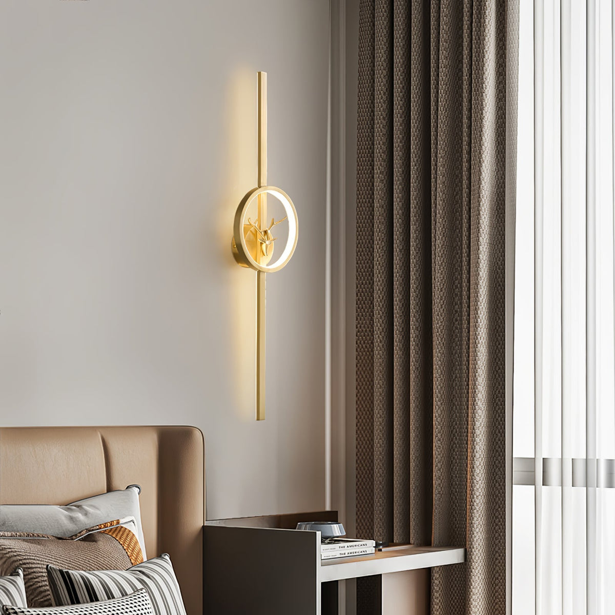 Deer Brass Wall Light, Hardwired Wall Sconce, detail 2