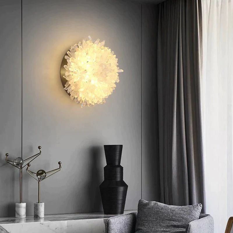 Primary Crystal Contemporary Wall Light, Bedroom Wall Sconce, Metal & Rock Crystal, Dimension: Size: 11.8"