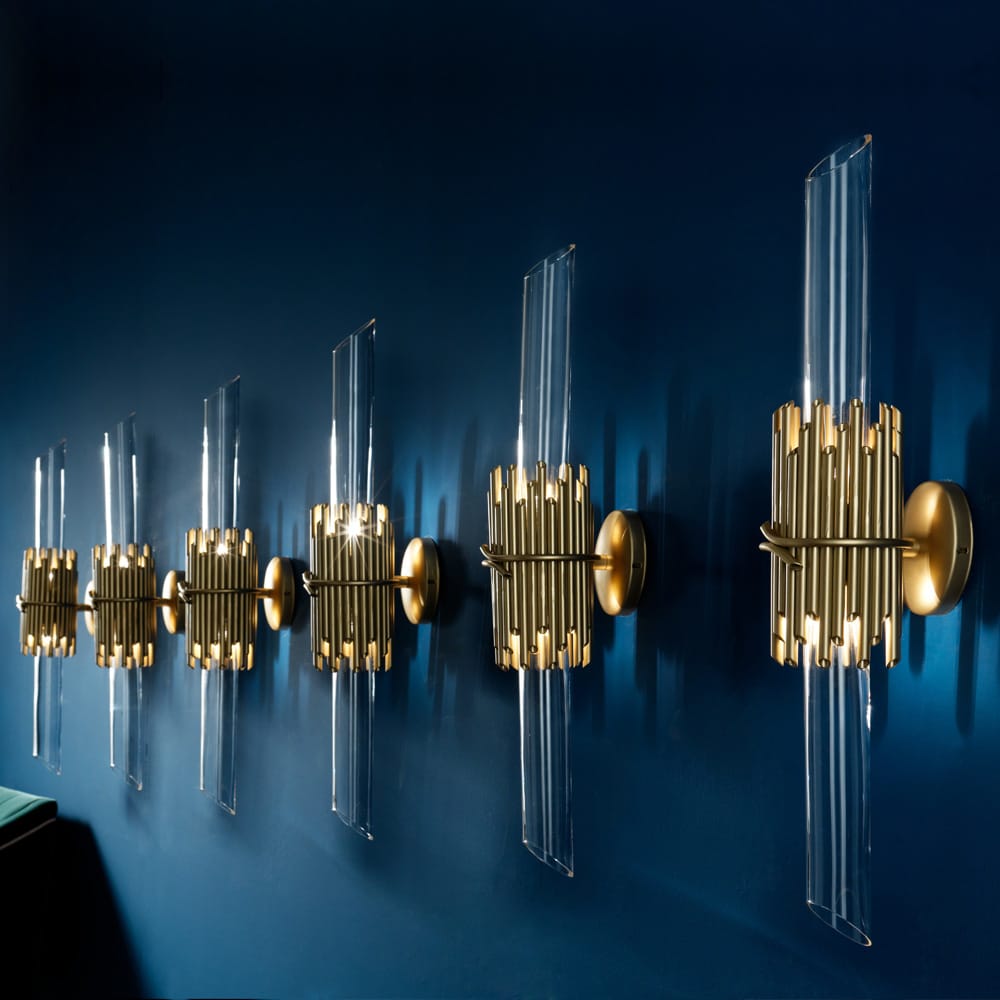Designer Antiqued Brass Italian Wall Fixture With Glass Cylinder, Wall Sconce, detail 6