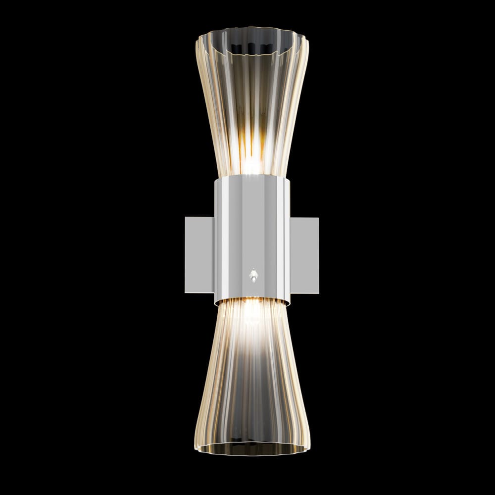 Designer Contemporary Chrome Murano Glass Wall Light, Bedroom Wall Sconce, Height 46 cm