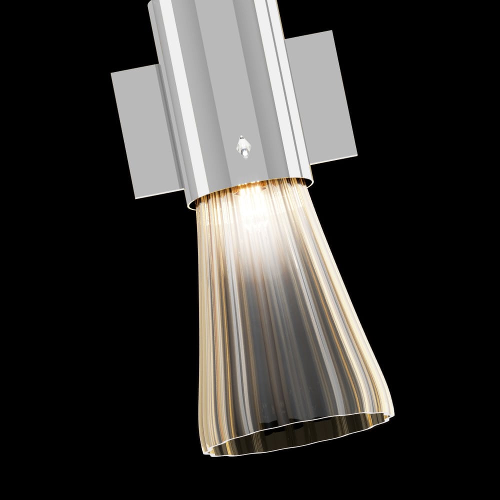 Designer Contemporary Chrome Murano Glass Wall Light, Bedroom Wall Sconce, detail 3